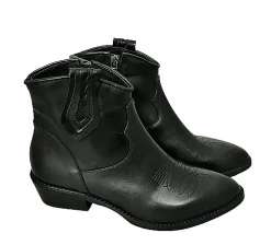 Scarpe di Maremma Texano Artigianale In Pelle Nera Basso*Donna Tronchetti