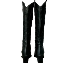 Scarpe di Maremma Texano Artigianale In Pelle Ricamato Nero Alto*Donna Stivali