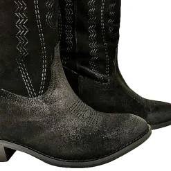 Scarpe di Maremma Texano Artigianale In Pelle Nera Crosta Medio*Donna Stivali