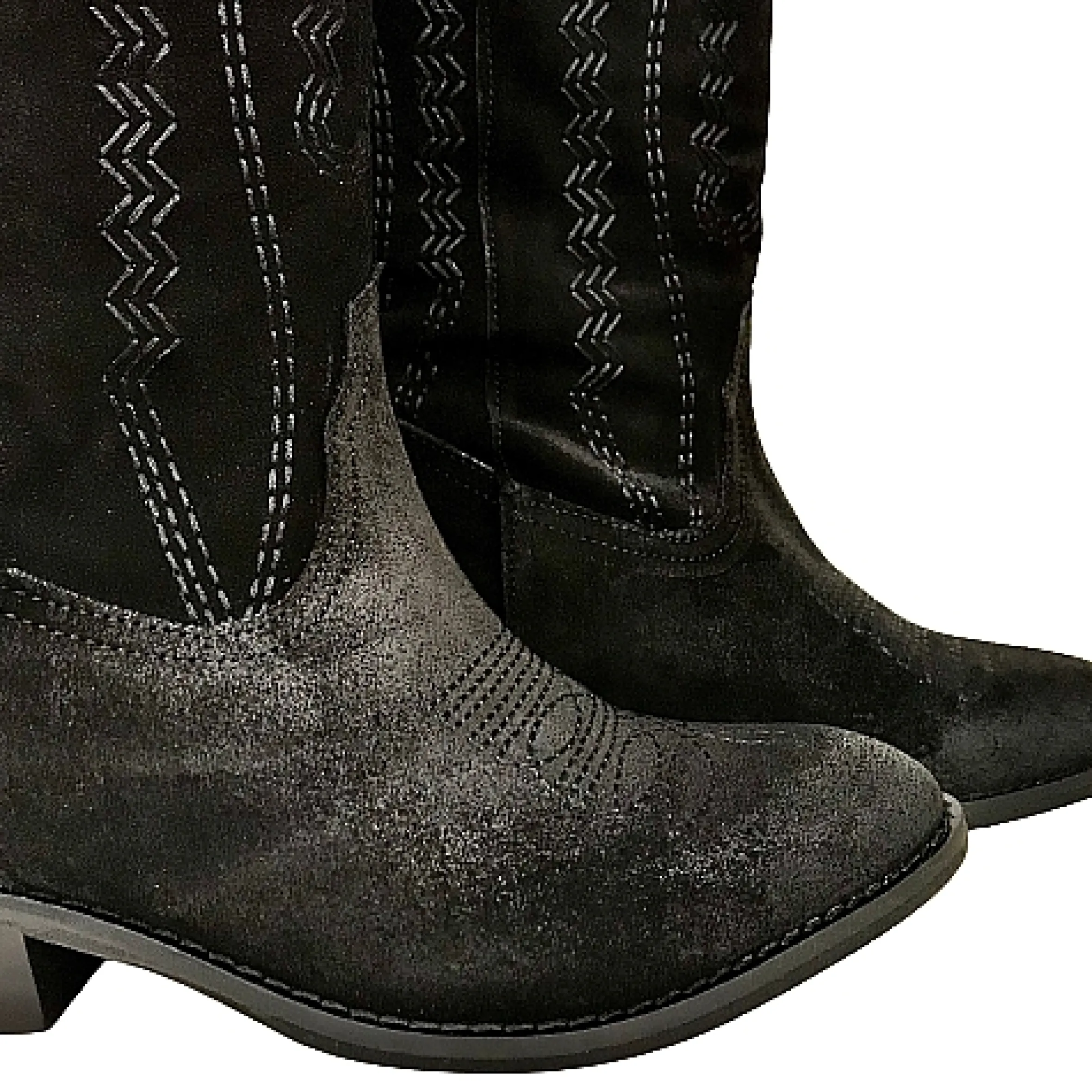 Scarpe di Maremma Texano Artigianale In Pelle Nera Crosta Medio*Donna Stivali