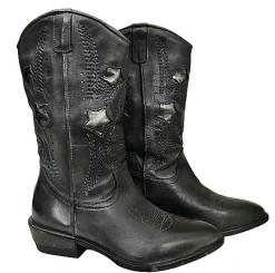 Scarpe di Maremma Texano Artigianale In Pelle Antracite Medio*Donna Stivali