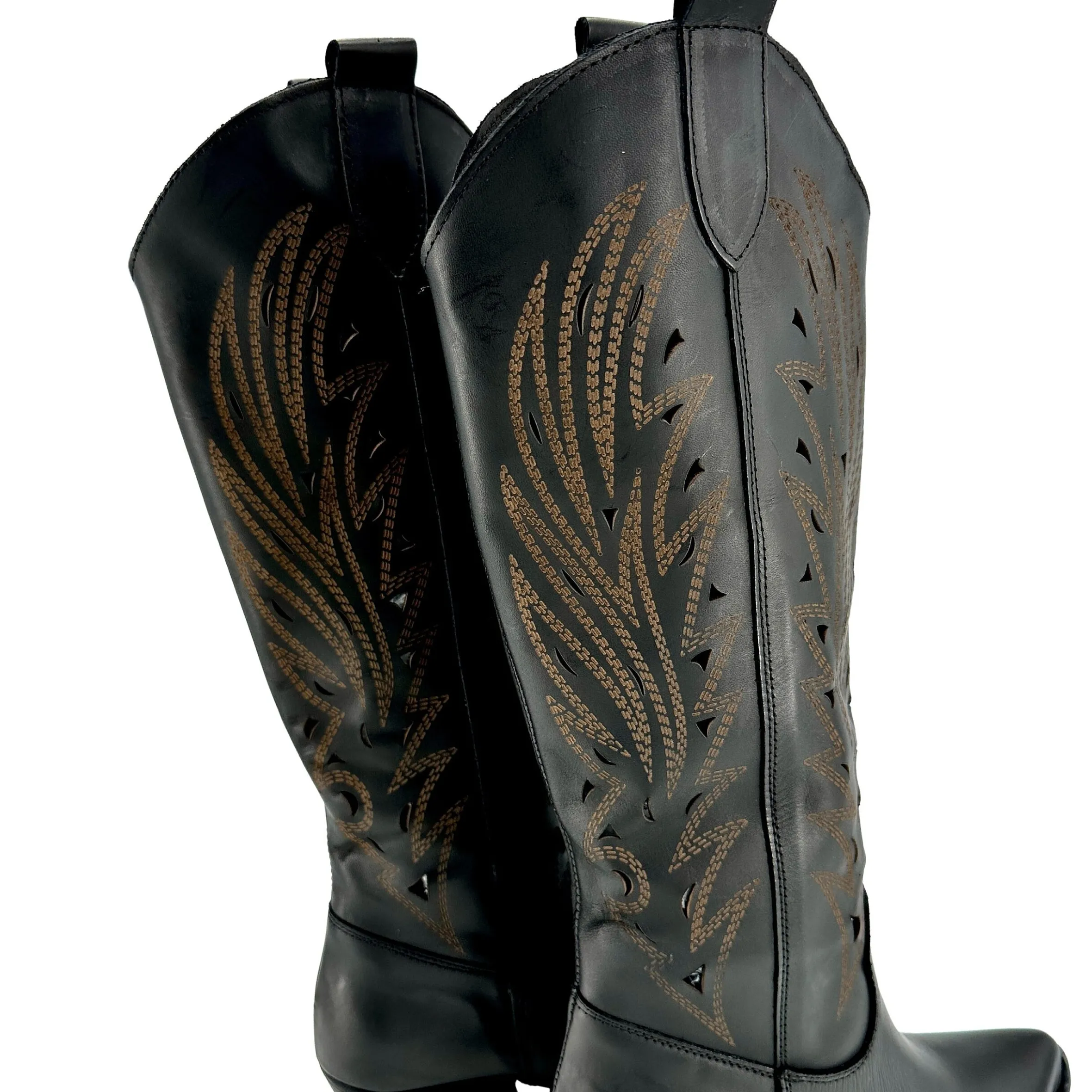 Scarpe di Maremma Texano In Pelle Laserata Nera*Donna Stivali