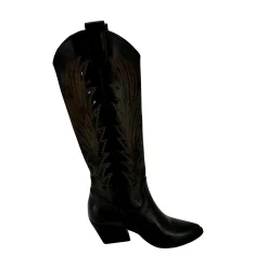 Scarpe di Maremma Texano In Pelle Laserata Nera*Donna Stivali
