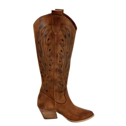 Scarpe di Maremma Texano In Pelle Nabuk Laserato Cuoio Spazzolato*Donna Stivali