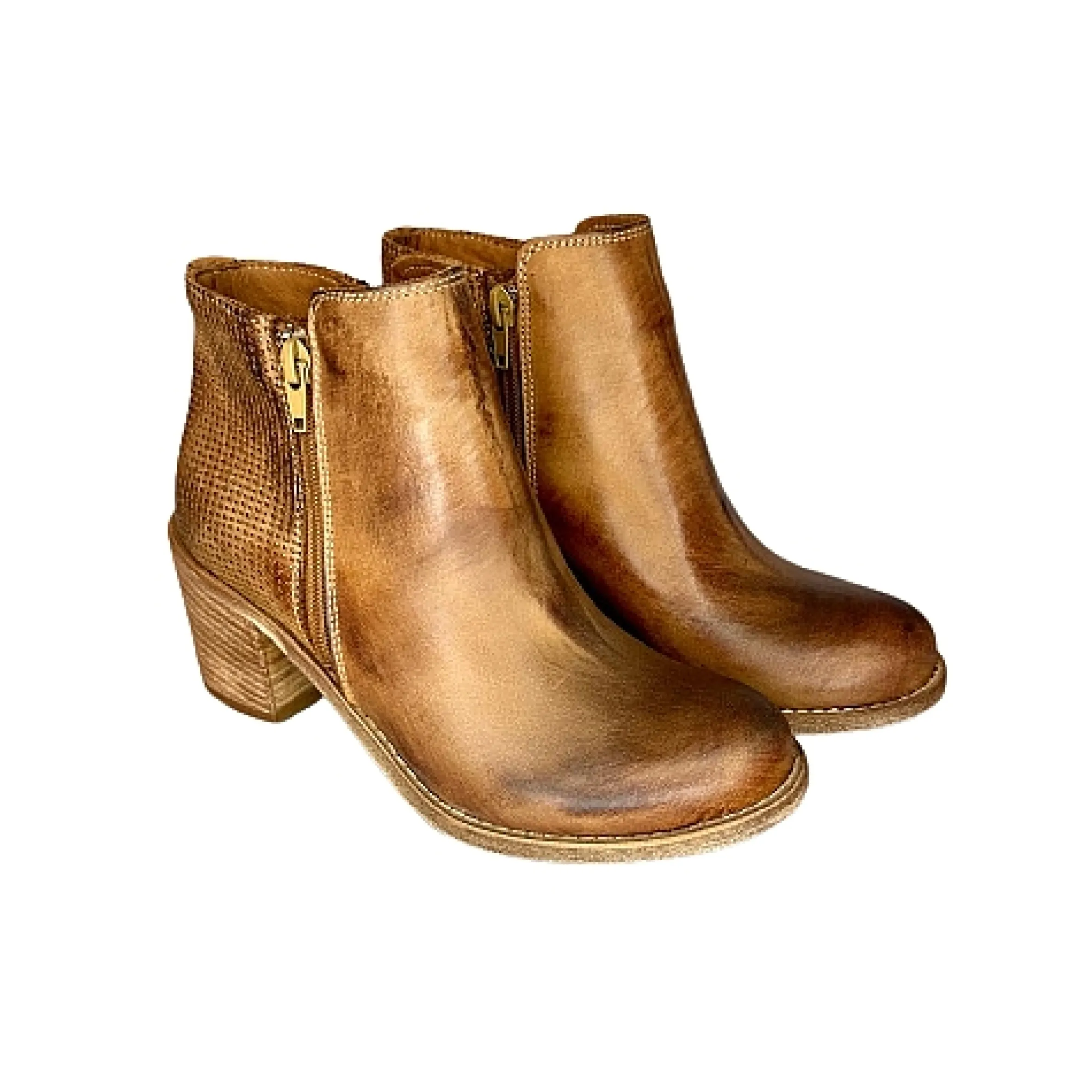 Scarpe di Maremma Tronchetto Color Cuoio Spazzolato Con Cerniera*Donna Tronchetti