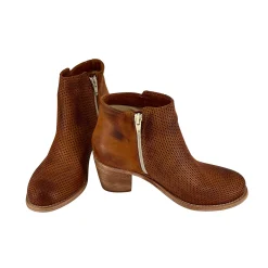 Scarpe di Maremma Tronchetto In Pelle Nabuk Spazzolato Cuoio Con Cerniera*Donna Tronchetti