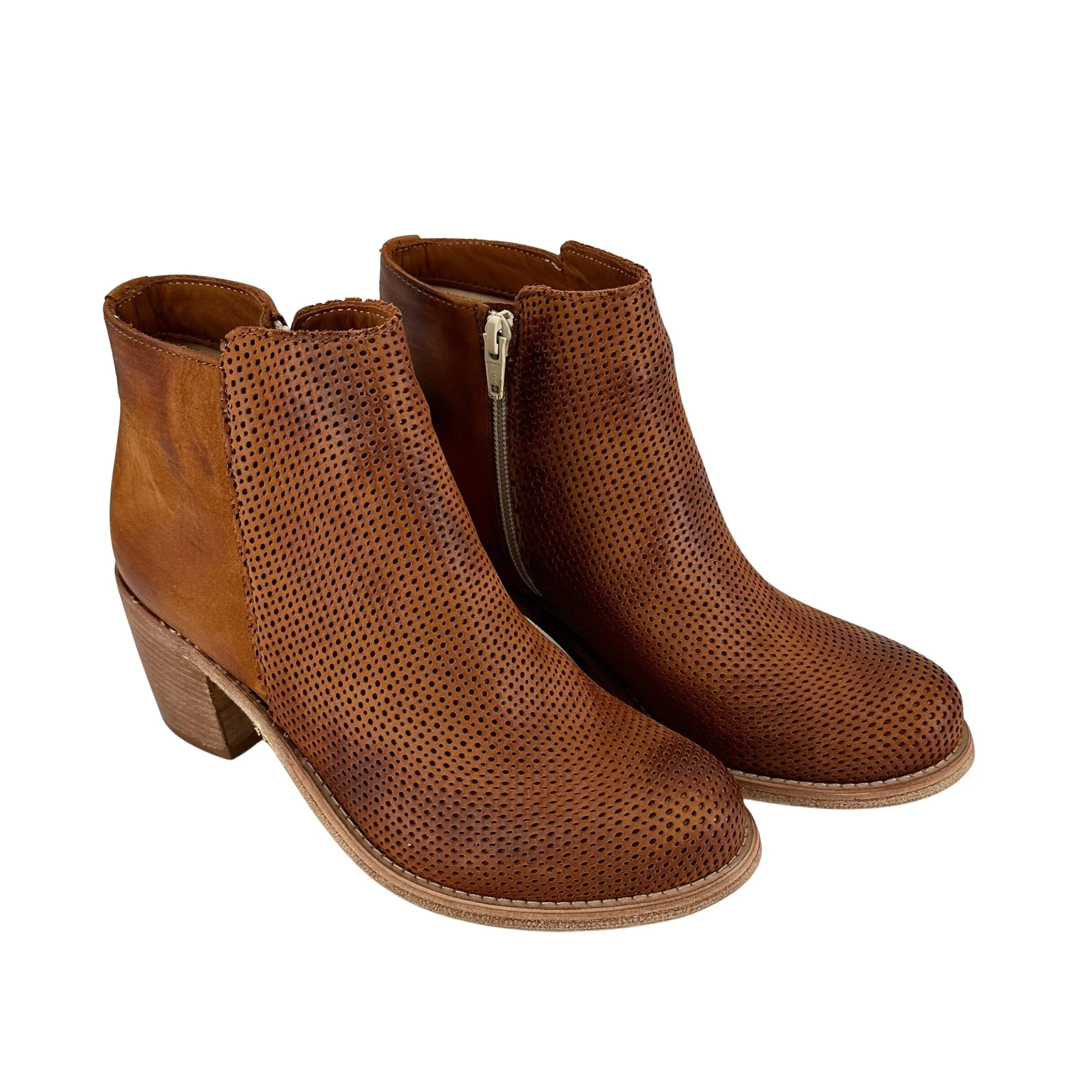 Scarpe di Maremma Tronchetto In Pelle Nabuk Spazzolato Cuoio Con Cerniera*Donna Tronchetti
