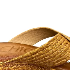 Scarpe di Maremma Zeppa Con Doppia Fascia In Rafia Senape*Donna Sandali & Ciabatte