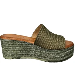 Scarpe di Maremma Zeppa Con Fascia In Rafia Kaki*Donna Sandali & Ciabatte