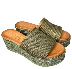 Scarpe di Maremma Zeppa Con Fascia In Rafia Kaki*Donna Sandali & Ciabatte