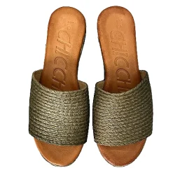 Scarpe di Maremma Zeppa Con Fascia In Rafia Kaki*Donna Sandali & Ciabatte